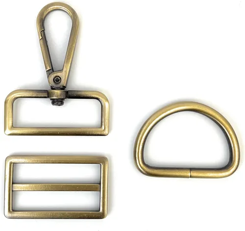 15 piezas de herrajes para bolso, ganchos giratorios de servicio pesado con anillos en D para bolso y hebillas deslizantes de tres guías para