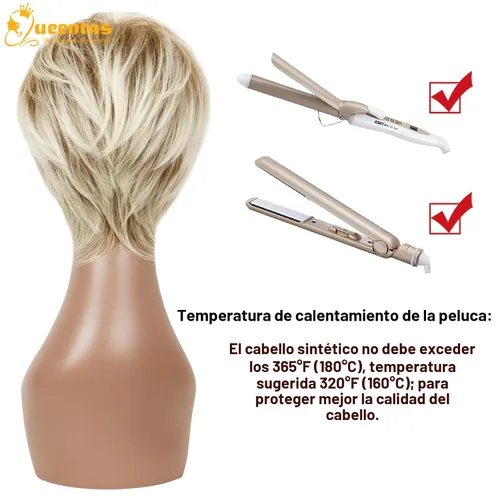 Miniatura 6 de QUEENTAS Pixie - Pelucas rubias cortas en capas para mujeres blancas y negras, cabello sintético (rubio mezclado con marrón)