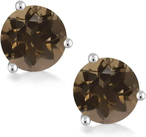 Miniatura 18 de Gem Stone King Aretes de oro de 14 quilates, 0.236 in, piedra natal redonda, Martini, 3 puntas, aretes de oro para mujer