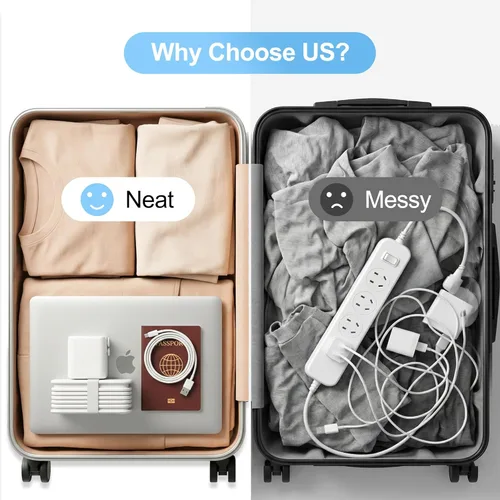 Miniatura 11 de VYLEE Adaptador de viaje universal con cable de extensión de 6 pies, adaptador de corriente internacional para Europa, Reino Unido, EE. UU.