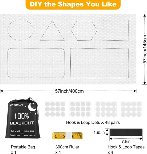 Miniatura 2 de Persianas opacas para ventana de dormitorio, 157 x 57 pulgadas, 100% opacas, película de papel, cortinas opacas portátiles de viaje, cortinas opacas