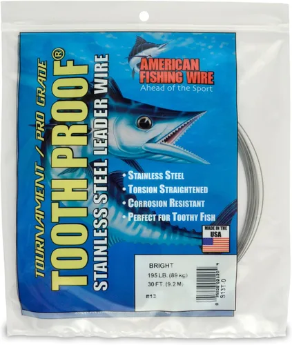 Miniatura 87 de AFW Alambre Líder Duro de Una Hebra de Acero Inoxidable a Prueba de Dientes - Brillante y Camuflaje para Tiburón, Barracuda, Caballa Real, Wahoo