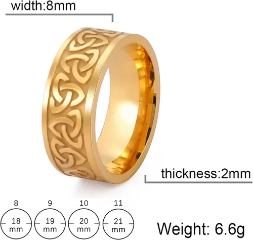 Miniatura 6 de Anillo de nudo de trinidad celta, nudo de brujas, nudo triquetra irlandés, anillo de acero inoxidable nórdico vikingo, joyería para hombres y mujeres