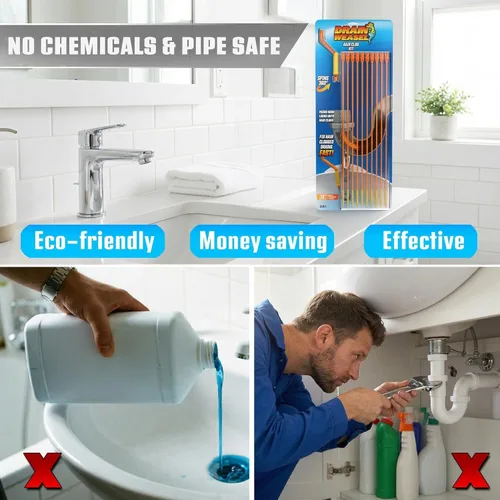 Miniatura 7 de FlexiSnake Kit de herramientas para eliminar obstrucciones de pelo de serpiente, fregadero, tubería, baño, limpiador de drenaje de bañera, 18