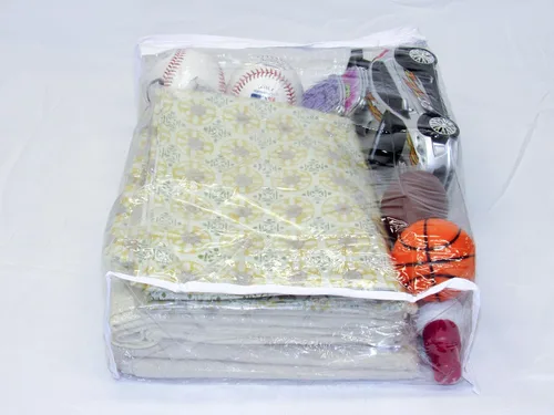 Miniatura 4 de Paquete de 2 bolsas de almacenamiento de vinilo resistente con cremallera (transparente) para suéteres, mantas, edredones, juegos de ropa de cama