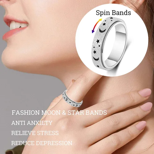 Miniatura 5 de OreilleStar Anillo giratorio para mujer, Acero inoxidable, oro rosa, titanio, oro, plata