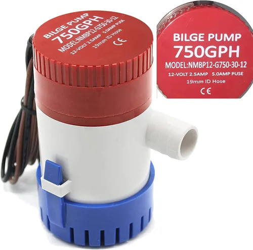 Bomba de agua de sentina sumergible de CC marina 750 GPH 12V Crucero Yate Bomba de drenaje de 3/4 pulgadas salida de manguera para caravana RV yate