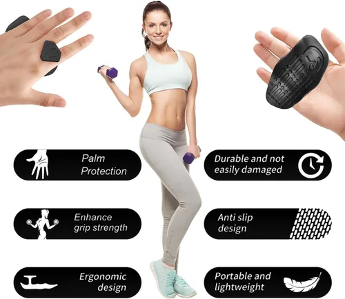 Miniatura 4 de Agarres de entrenamiento antideslizantes, protectores de palma de goma para levantamiento de pesas, dominadas, mancuernas, entrenamiento de fitness