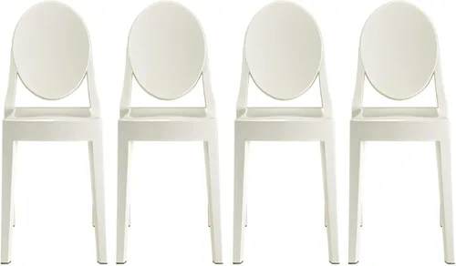 Miniatura 9 de 2xhome - Victoria Style Ghost - Silla auxiliar de acrílico transparente (humo), individual, juego de 1