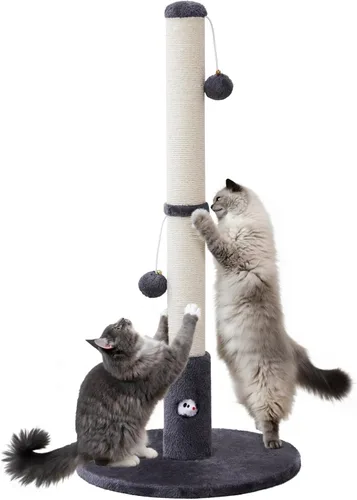 Woochpet Poste rascador de gatos de 33 pulgadas de alto para adultos, poste rascador grande resistente con bola colgante con divertido agujero para