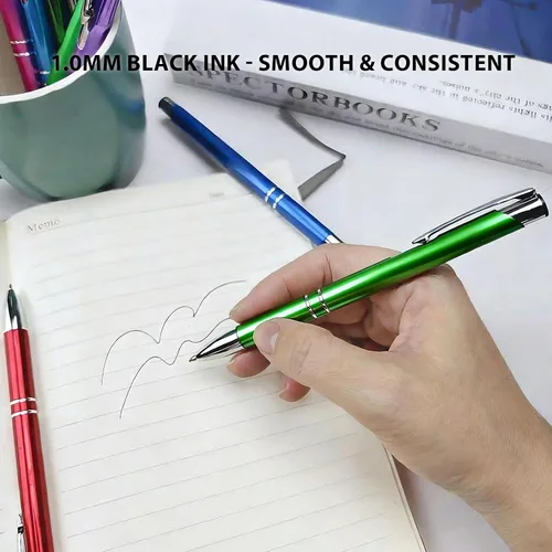 Miniatura 7 de Bolígrafo personalizado de tinta negra para eventos, ferias comerciales, paquete de 50 Verde
