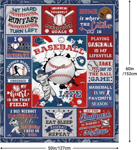 Miniatura 5 de Regalos de béisbol, regalos de béisbol para niños de 8 a 12 años, manta de béisbol, regalos de entrenador de béisbol, manta de regalo temático