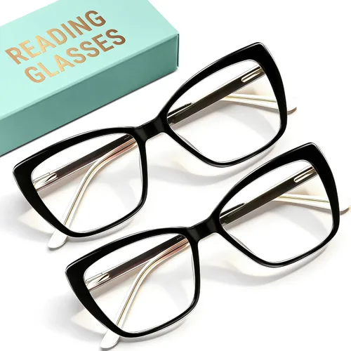 Miniatura 10 de CCVOO Lentes de lectura de moda para mujer, lectores de luz azul de gran tamaño, anteojos de tramposos, elegantes anteojos cuadrados de ojo de gato