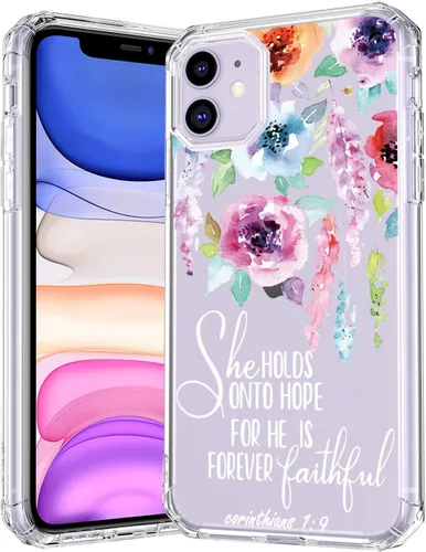 Miniatura 22 de Funda para iPhone 11 Bible Verses Series – Bonita Biblia Versos, citas, flores, diseños florales, inspiradoras, niñas y mujeres, suave protector
