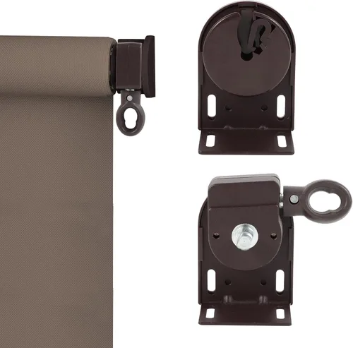 Miniatura 7 de Lifepefe Kit de bunge+soporte inalámbrico+cubierta de extremo nuevo, kit de soporte de montaje de repuesto universal para persiana solar Marrón