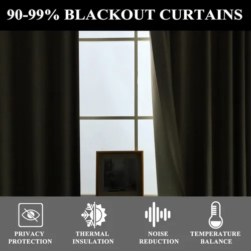 Miniatura 7 de Fcosie Pinch Pleated Curtains Linen Blackout Drapes for Bedroom Linen Curtain Panels Room Darkening/Light Blocking/Privacy Proctecting/Noise Niebla