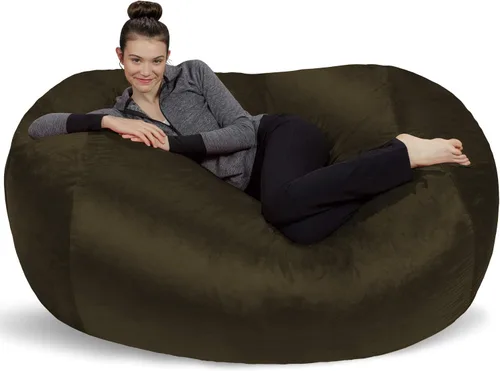 Miniatura 16 de Sofa Sack Funda para silla puff solamente, sin relleno, cómoda funda de repuesto para silla redonda, 5 pies, color carbón Carbón - Solo funda
