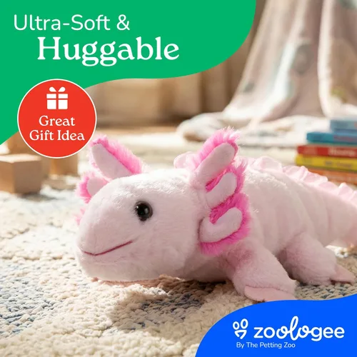 Miniatura 6 de The Petting Zoo Axolotl - Peluche de animal de peluche, regalos para niños, animales marinos Scoopz, juguete de peluche de salamandra rosa, 8