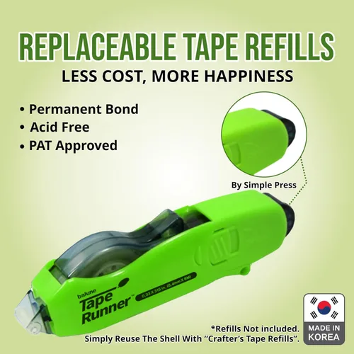 Miniatura 7 de TAPE RUNNER - Adhesivo de doble cara con rodillo dispensador incluido - Sin ácidos, pegajoso, transparente - Ideal para álbumes de recortes