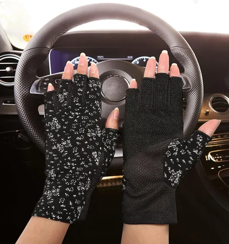 Miniatura 4 de Maxdot Guantes sin dedos para mujer, con protección solar, guantes de conducción de verano, antideslizantes, con protección UV, para exteriores