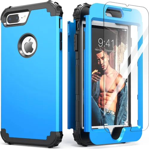 Miniatura 21 de IDweel Funda para iPhone 8 Plus, para iPhone 7 Plus con Protector de Pantalla, 3 en 1 Híbrida Resistente a Golpes de Servicio Pesado Protección Oro