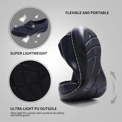 Miniatura 4 de UZB Mocasines de cuero cómodos con velcro para mujer