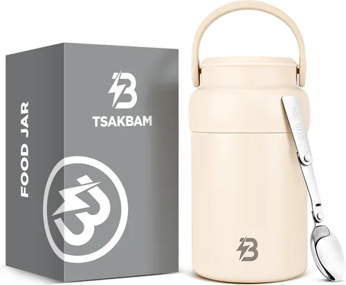 Miniatura 11 de Tarro térmico para alimentos, recipientes de almuerzo aislados al vacío de acero inoxidable de 20 onzas con cuchara, termo de boca ancha