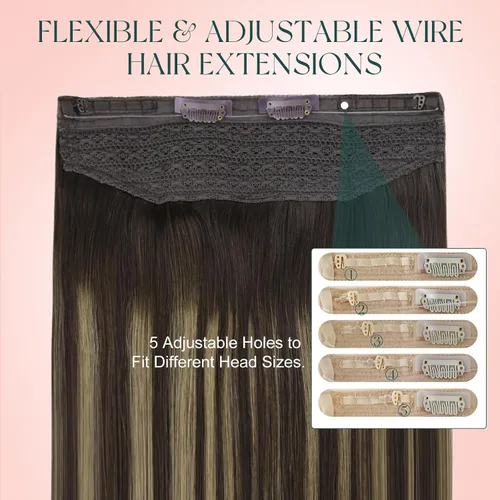 Miniatura 16 de Easyouth Extensión de cabello humano rubio con cola de caballo, extensiones de cabello humano rubio dorado con reflejos rubios, extensiones