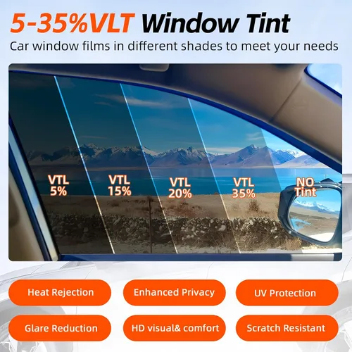 Miniatura 4 de 2PLY - Película de tinte de ventana de carbono de alta calidad al 5% VLT para automóviles de 20 pulgadas x 100 pies y 8 piezas de herramientas