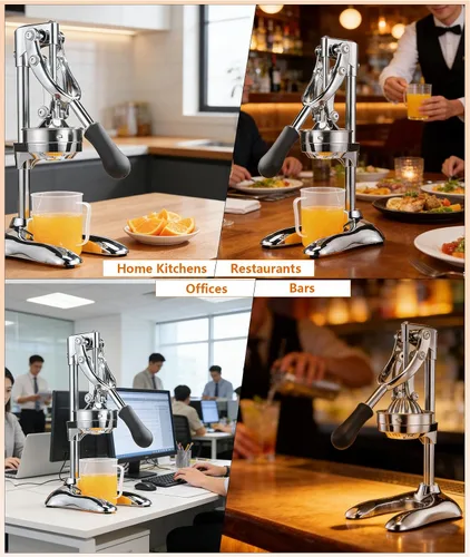 Miniatura 8 de Exprimidor manual profesional de mano – Exprimidor de cítricos de acero inoxidable resistente para naranja, limón y granada con base estable y taza
