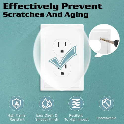 Miniatura 3 de Placa de Pared Decorativa de Borde Moderno de 1-Gang para Cubierta de Interruptor y Tomacorriente, Placa Frontal Eléctrica Dúplex Individual