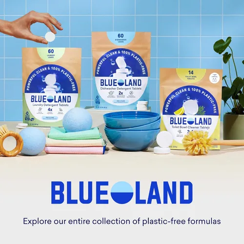 Miniatura 10 de BLUELAND Oxi - Polvo potenciador de ropa con lata, juego de iniciación, aroma Clear Skies, 25 cargas, 17.6 onzas, sin plástico, ecológico, limpiador