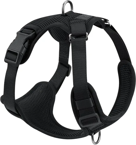 Arnés sin tirones para perros pequeños, medianos y grandes, chaleco de malla ajustable de 2 capas con doble clip, a prueba de escapes, liberación
