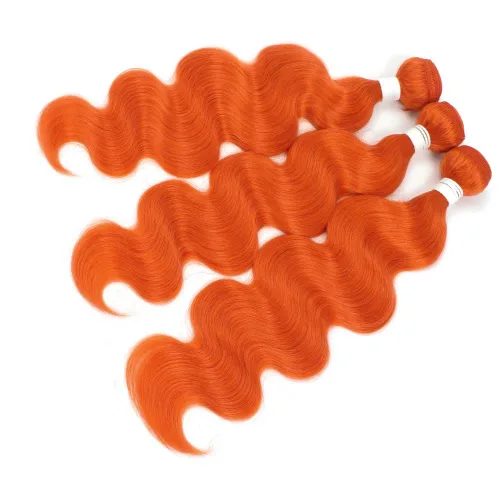 Miniatura 4 de REMY HAIR - Extensiones de cabello 100 % humano ondulado, extensiones de cabello naranja para coser, un paquete de 18 pulgadas para mujeres blancas