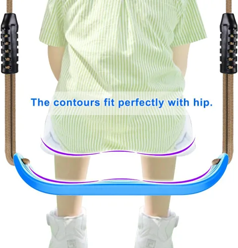 Miniatura 2 de SELEWARE Asiento de columpio de plástico antideslizante, juego de columpio de árbol resistente con cuerda ajustable y mosquetones para niños