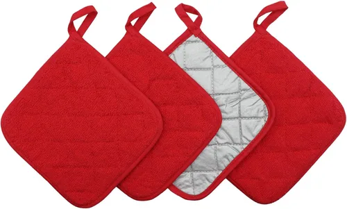 Miniatura 10 de Juego de 4 soportes de algodón para ollas de algodón, lavables a máquina, resistentes al calor, para uso diario, cocina, almohadillas calientes, Gris