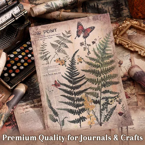 Miniatura 5 de icceemee 160 hojas de papel para álbumes de recortes de naturaleza, suministros para álbumes de recortes para diarios, conjunto de papel