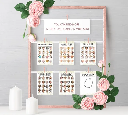 Miniatura 6 de Juego de baby shower de trabajo u terror, 31 tarjetas (incluyendo respuestas), fiesta de revelación de género, para mamá, papá, niños, mujeres