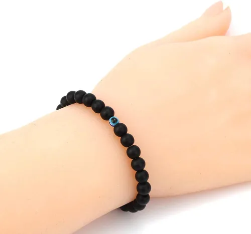 Miniatura 8 de Juego de 4 pulseras elásticas de cuentas de cristal turco contra el mal de ojo, amuleto de protección de hebras de cristal, amuleto de Fatima Hamsa