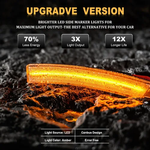 Miniatura 7 de Lentes transparentes CT4 LED para luces de marcador lateral para 2020-2023 Cadillac CT4, luces LED ámbar para parachoques delantero, luces de señal