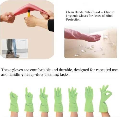 Miniatura 5 de 3 pares de guantes duraderos para lavar platos sin látex, puño de 15 pulgadas de largo, ideales para limpieza de cocina, lavandería, jardinería