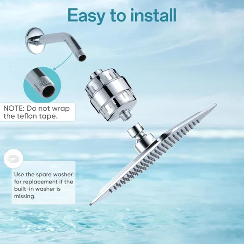 Miniatura 6 de Filtro de ducha de 20 etapas para agua dura, elimina el cloro, metales pesados y otras impurezas, mejora el vello de la piel, se adapta a la mayoría