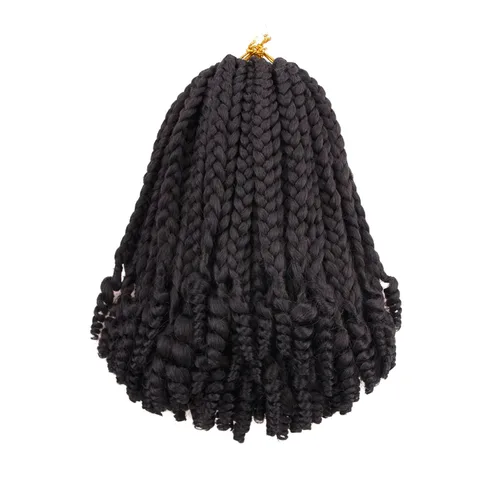 Miniatura 2 de Pelo corto Goddess Box trenzado de ganchillo para mujeres negras y bebés niños, 7 paquetes de 10 pulgadas, color negro natural, cabello sintético