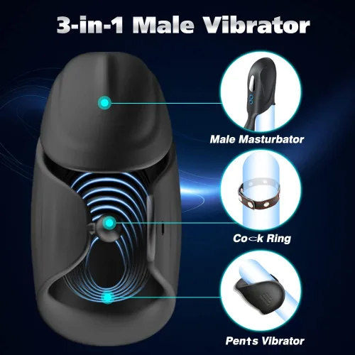 Miniatura 2 de Masturbador vibrador masculino ajustable, juguetes sexuales para hombres y adultos, 3 en 1, manos libres, juguete sexual para hombres, estimulador