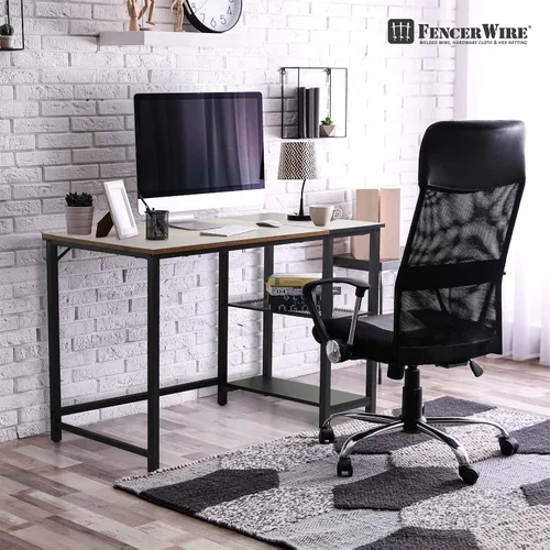 Miniatura 2 de Fencer Wire Escritorio para computadora de oficina en casa de 40 pulgadas con estantes de almacenamiento de 2 niveles, escritorio de estudio