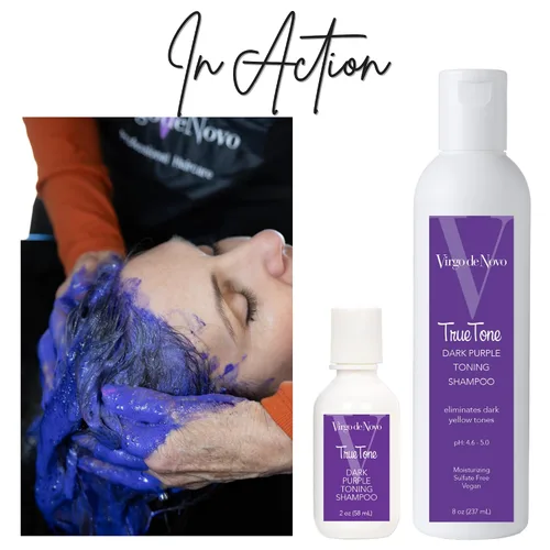 Miniatura 4 de Virgo de Novo Dark Purple Toning Shampoo Neutralizes Yellow & Brassy Tones, Brightens Blonde, Silver & Grey Hair, Sulfate-Free, Color-Safe