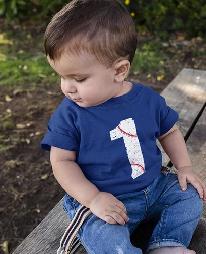 Miniatura 4 de Camiseta de béisbol número 1 para el primer cumpleaños, regalos para niños de un año