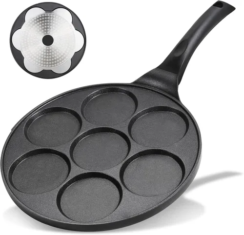 Miniatura 7 de Sartén antiadherente para hotcakes con moldes tipo parrilla, mini fabricante de panqueques con revestimiento libre de PFOA, adecuada para todas