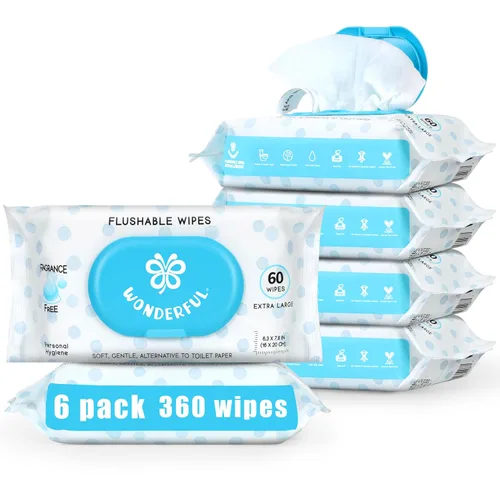 Miniatura 12 de Toallitas desechables WONDERFUL, Toallitas húmedas 100% a base de plantas con sabor a limón cítrico para adultos y niños, seguras