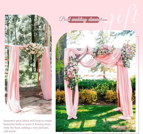 Miniatura 6 de Tela para Drapeado de Arco de Boda, 4 Paneles de 28" x 20 pies Rosa, Cortinas de Arco de Boda para Ceremonia, Cortinas de Tela de Gasa, Drapería